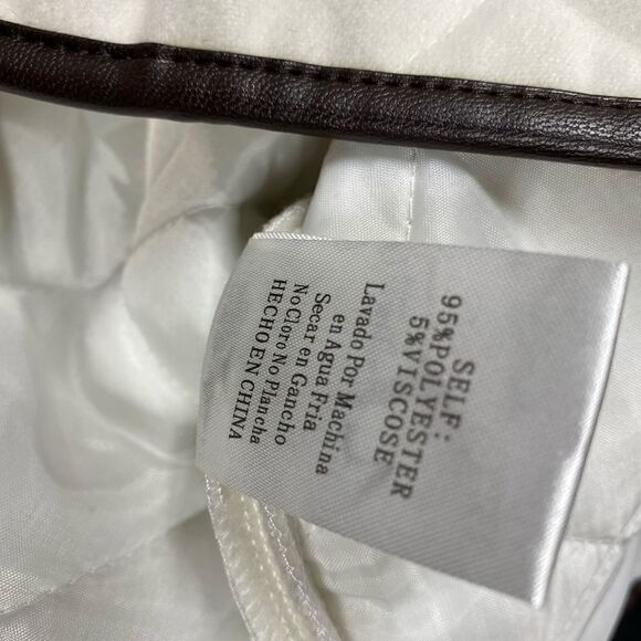 TCEC Cream & Brown Trim Quilted Full-Zip Vest NWOT - Picture 5 of 5